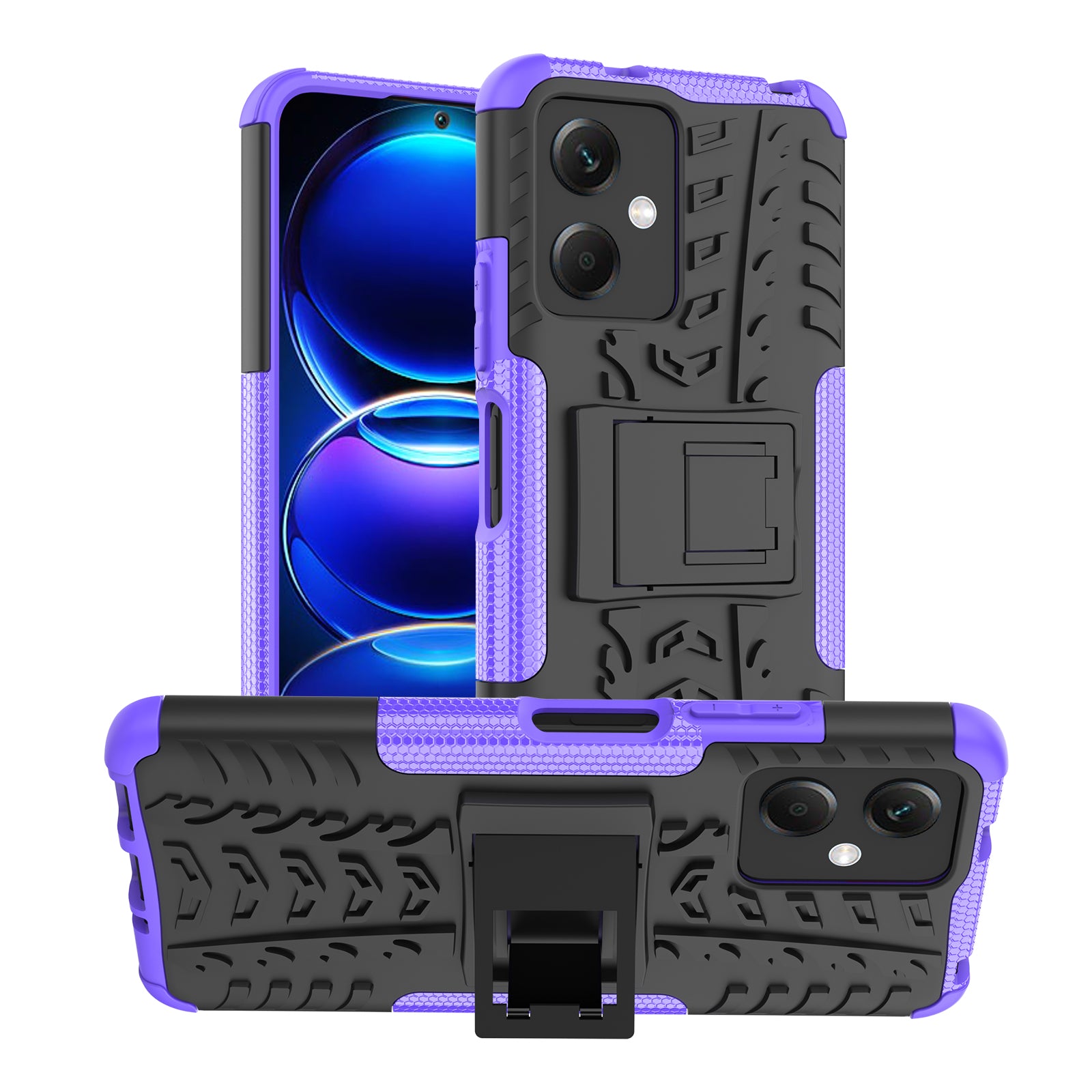 For Xiaomi Redmi Note 12 5G (Global) (India) (China) Poco X5 5G Hard PC TPU Rugged Tire Pattern Shock-absorbing Phone Case Kickstand Back Cover For Xiaomi Redmi Note 12 5G (Global) (India) (China) Poco X5 5G Hard PC TPU Rugged Tire Pattern Shock-absorbing Phone Case Kickstand Back Cover
